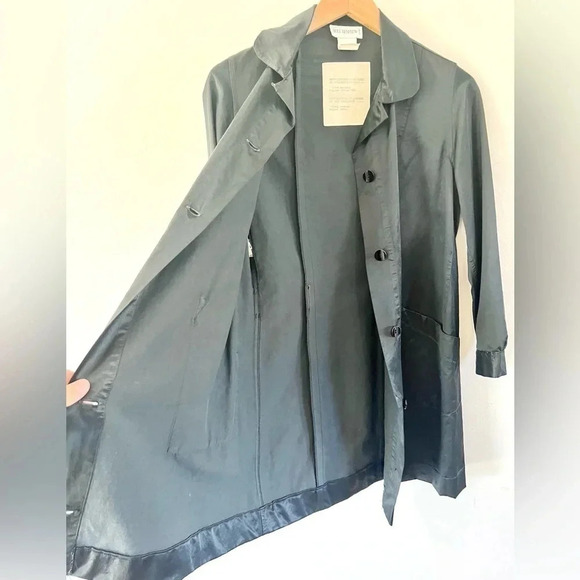 Holt Renfrew Vintage Blue Cotton Collared Long Line Button Front Jacket Size 44 - Picture 3 of 13